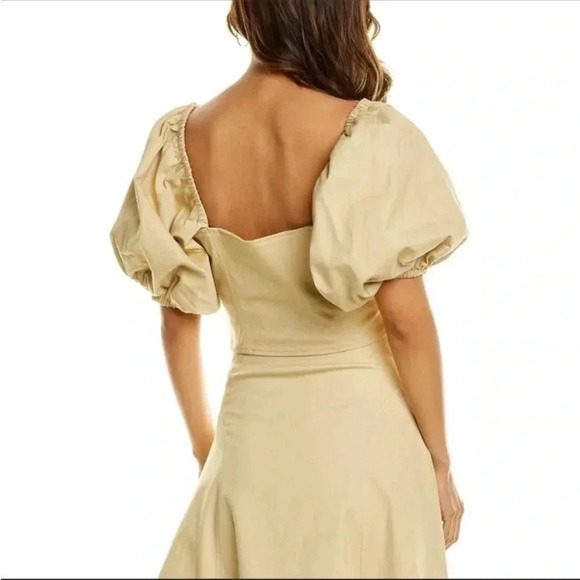 NICOLAS tan puff sleeve linen cotton top - Picture 2 of 11